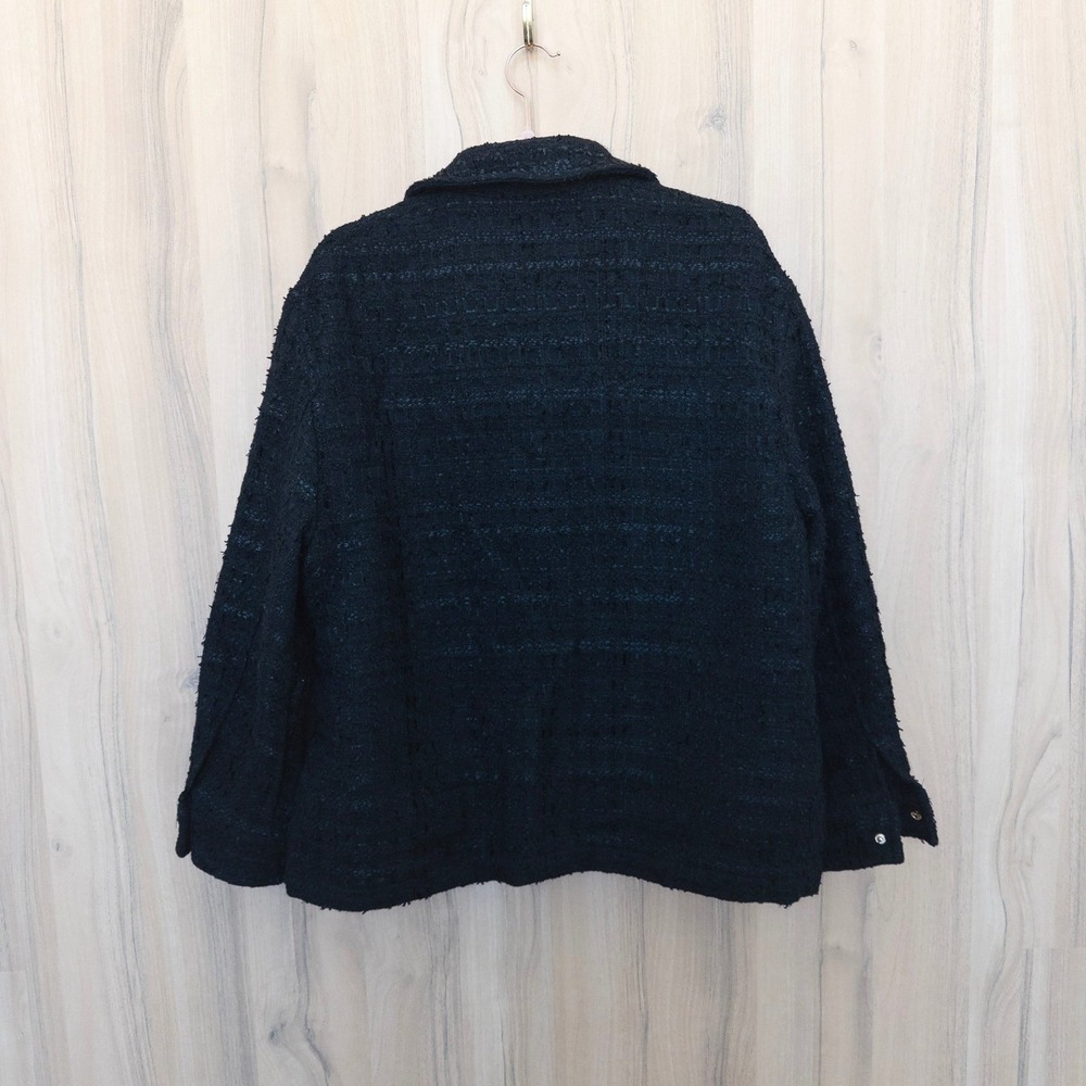 Zara Womens Tweed Shacket S Oversized Black Textured Jacket Preppy Parisian Chic - Picture 6 of 8
